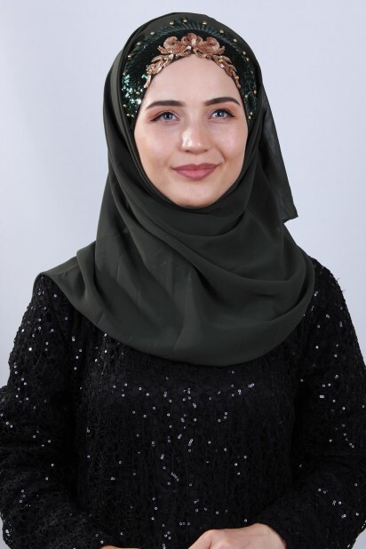 Evening Model - Design Princesse Châle Kaki - Hijab