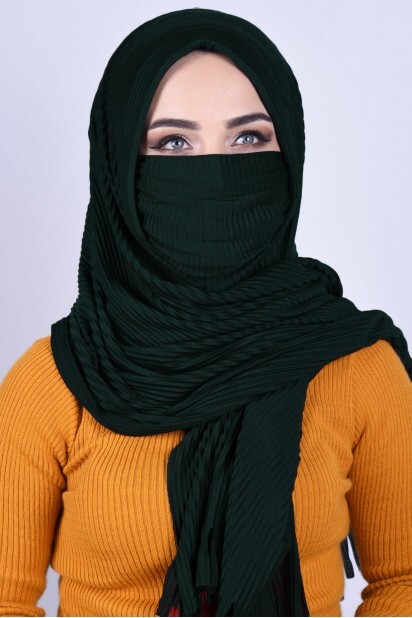 Masked Plisse Shawl - Châle Masqué Vert Emeraude - Hijab