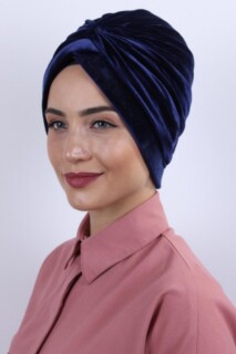 Velvet Nevru Bonnet Navy Blue