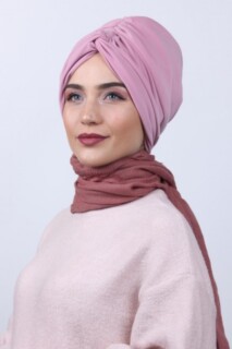 Double Side Bonnet - Reversible Rose Knot Bone Powder Pink - 100284867 - Hijab