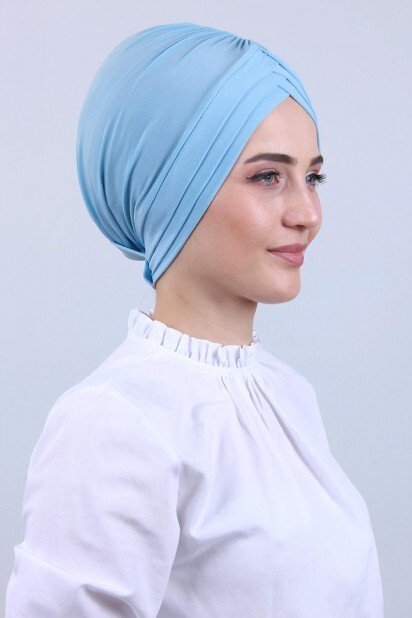 Bonnet Double Face 3 Bandes Bleu Bébé - 