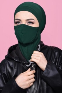 حجاب مقنع رياضي أخضر زمردي - 