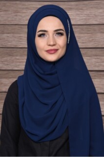 Elegant Stone Shawl - Elégant Châle Pierre Bleu Marine - Hijab