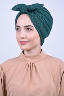 القوس الدانتيل بونيه الزمرد الأخضر - 
