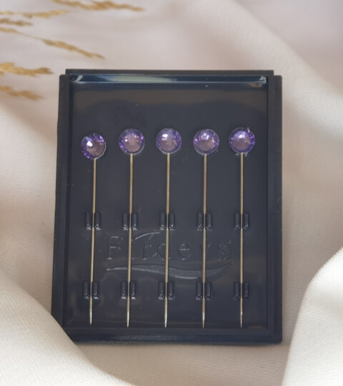 Crystal Hijab Pins - Crystal hijab pins Set of 5 Rhinestone Luxury Scarf Needles 5pcs pins - Lilack - 100298893 - Hijab