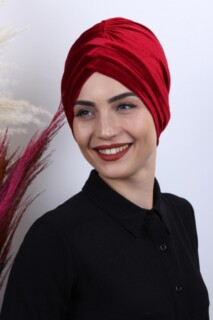 Velvet 3-Stripes Bonnet Claret Red - 100283015 - 