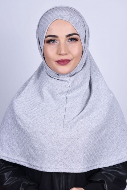 بونيه تريكو حجاب رمادي - Hijab