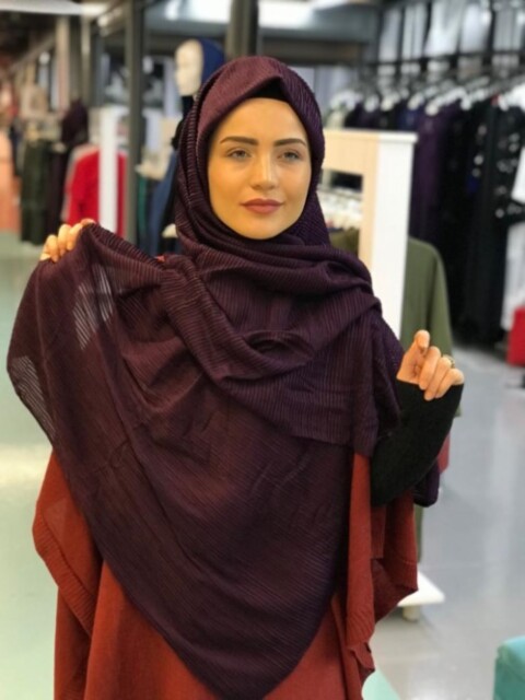 Plisse Shawl - prune - code: 09-06 - Hijab