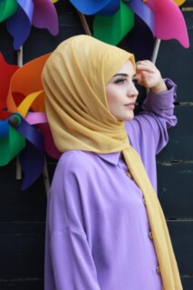 Plain Chiffon Shawl Gold - 100285450 - 