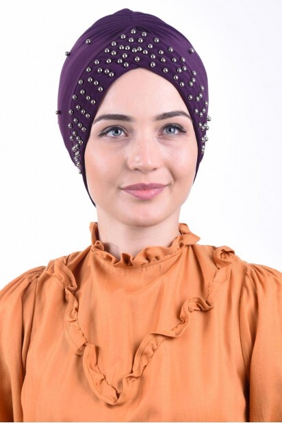 قبعة بركة اللؤلؤ الأرجواني - Hijab