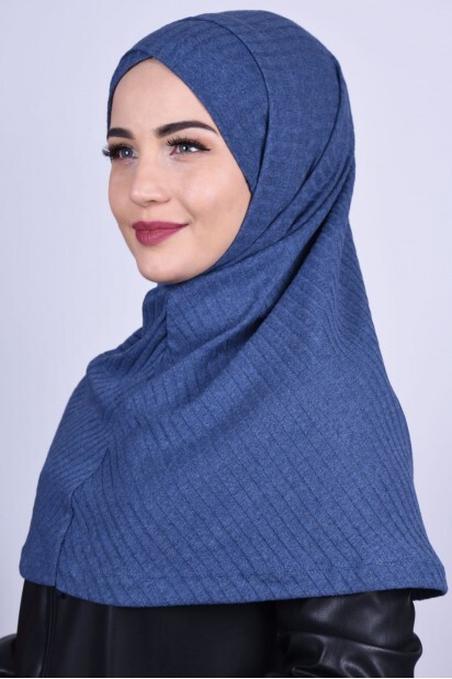 بونيه تريكو حجاب نيلي - 