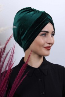 Velvet 3-Stripes Bonnet Emerald Green
