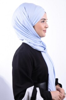 Combed Cotton 3-Striped Shawl Baby Blue - 100285200 - 