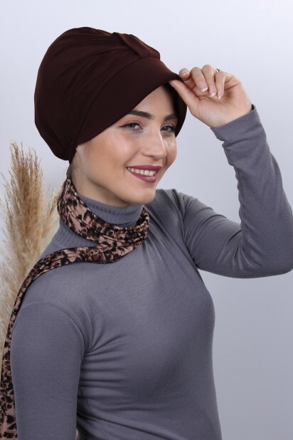 Scarf Hat Bonnet Brown - 100285000 - 