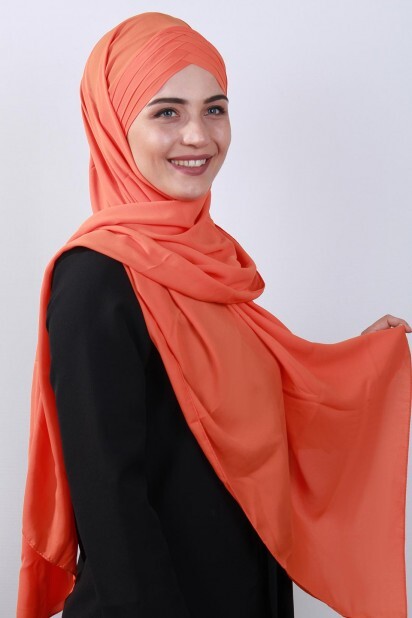 4 Draped Hijab Shawl Orange