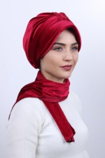Velvet Shawl Hat Bonnet Red