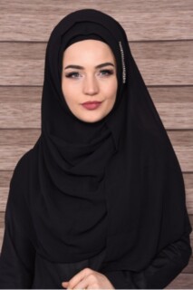 Elegant Stone Shawl - Châle Pierre Élégant Noir - Hijab