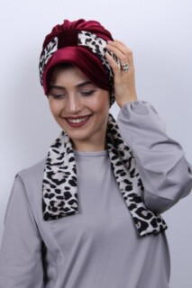 Velvet Scarf Hat Bonnet Claret Red