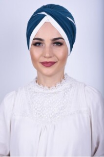 Knot style - Bi-Color Vera Bone Petrol Blue - 100285668 - Hijab