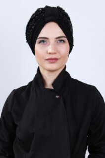 غطاء رايات مزين بالترتر أسود - 