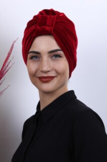 Velvet 3-Stripes Bonnet Claret Red - 100283015 - 