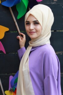 Plain Chiffon Shawl Beige - 100285445 - 
