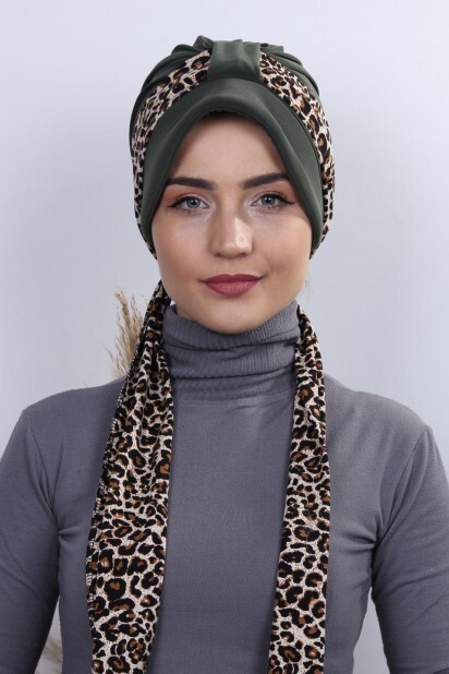 Scarf Hat Bonnet Khaki Green - 100284990 - 
