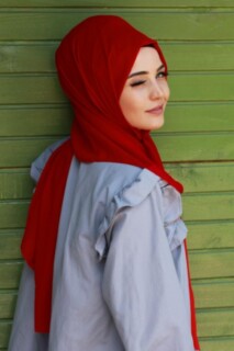 Plain Chiffon Shawl Red - 100285456 - 