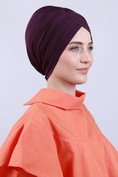 Bonnet Double Face 3 Rayures Prune - 