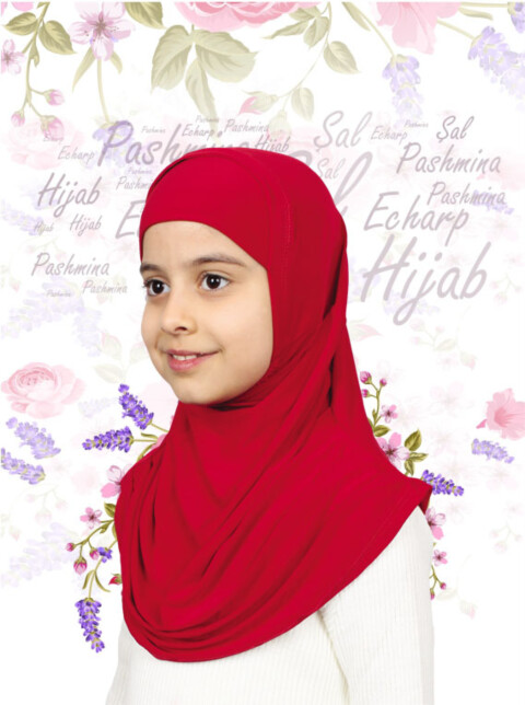 Girls Hijab - أحمر - كود: 78-31 - Hijab
