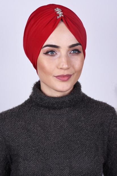 بونيه مطوي باللون الأحمر - 
