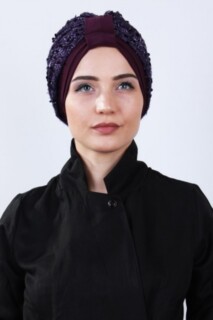 شال  رايات مزين بالترتر أرجواني - 