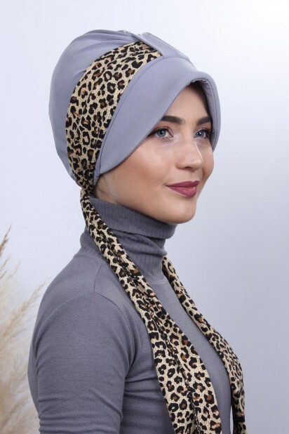 Scarf Hat Bonnet Silver Gray - 100285007 - 