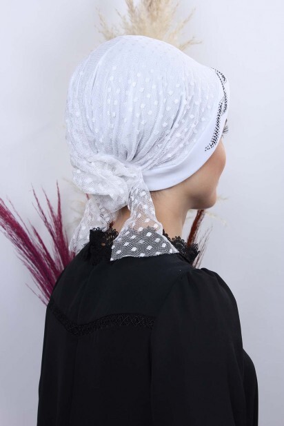 Tulle Polka Dot Leaf Bonnet White - 100285040 - 
