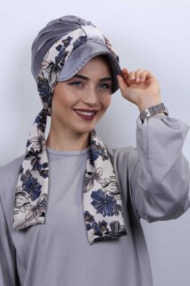Velvet Scarf Hat Bonnet Gray