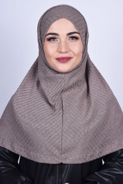 Cross Bonnet Knitwear Hijab Mink - 100285232