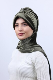 قبعة شال مخملية بونيه كاكي