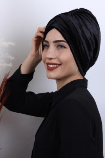 بونيه مخمل 3 خطوط أسود - 