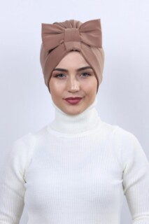 Double Sided Bonnet Tan With Bow - 100285300 - Hijab