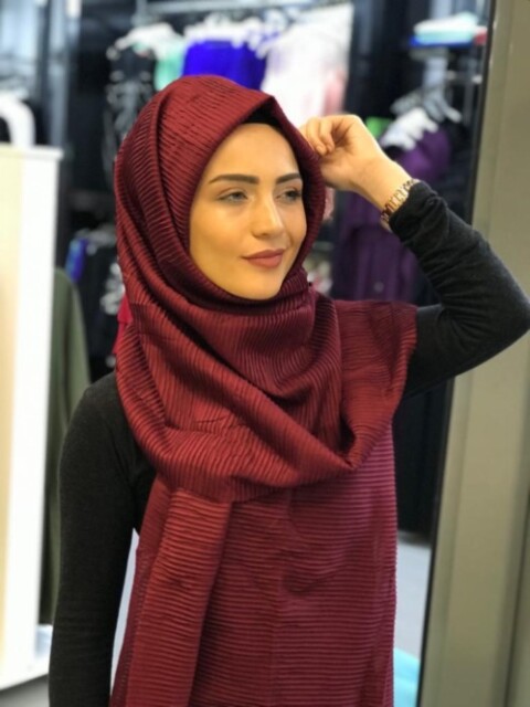 Plisse Shawl - purple  - code: 09-07 - 100294019 - Hijab