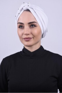 بونيه تويل لؤلؤية بيضاء - Hijab