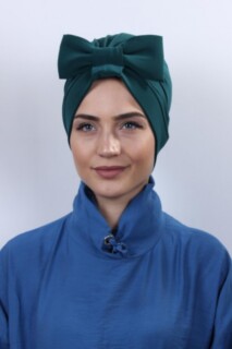 شال عكسي أخضر زمردي مع فيونكة - Hijab