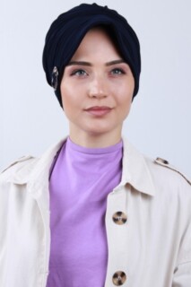 Buckled Hat Cap Navy Blue - 100285189 - 