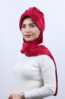 Cap-Hat Style - Velvet Shawl Hat Bonnet Red - 100283139 - Hijab