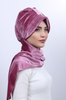 Velvet Shawl Hat Bonnet Dried Rose - 100283143 - 