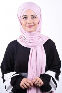 Hijabs Cross Style - Châle 3 Rayures Coton Peigné Rose Poudré - Hijab
