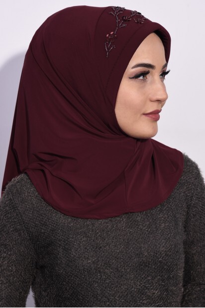 Practical Sequin Hijab Claret Red