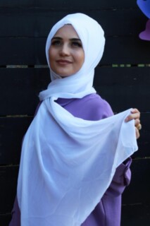 Châle Mousseline Uni Blanc - Hijab