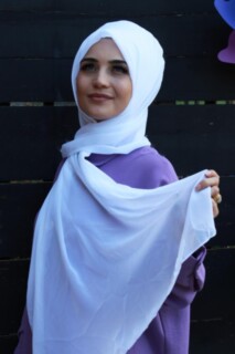 Plain Chiffon Shawl White - 100285446 - 