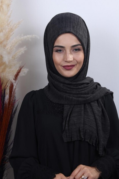 Knitted Shawl - Knitwear Practical Hijab Shawl Smoked - 100282926 - Hijab